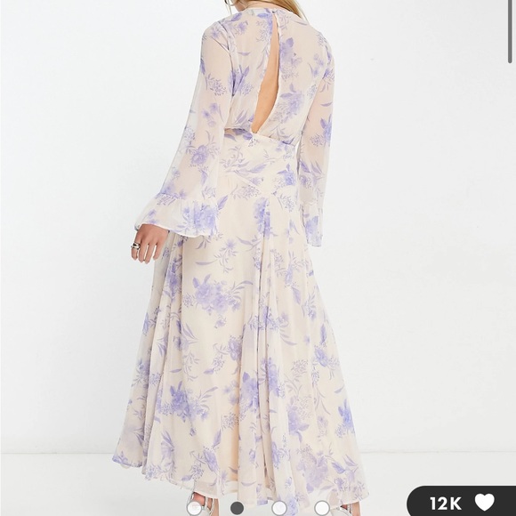 Long sleeve chiffon maxi dress - Picture 3 of 4